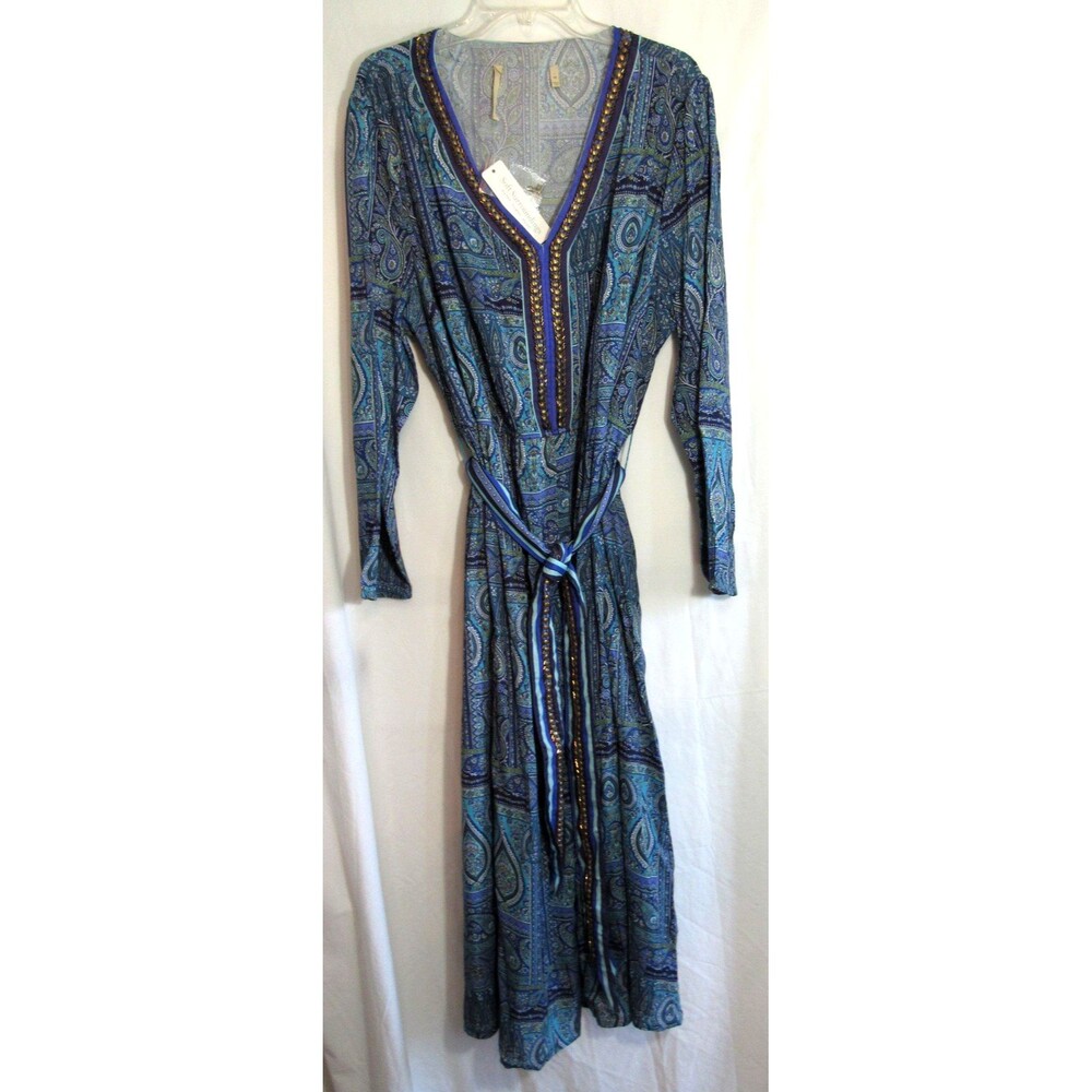Soft Surroundings Blue Eugene Azores Scarf Paisley Maxi Dress Size 2X NWT